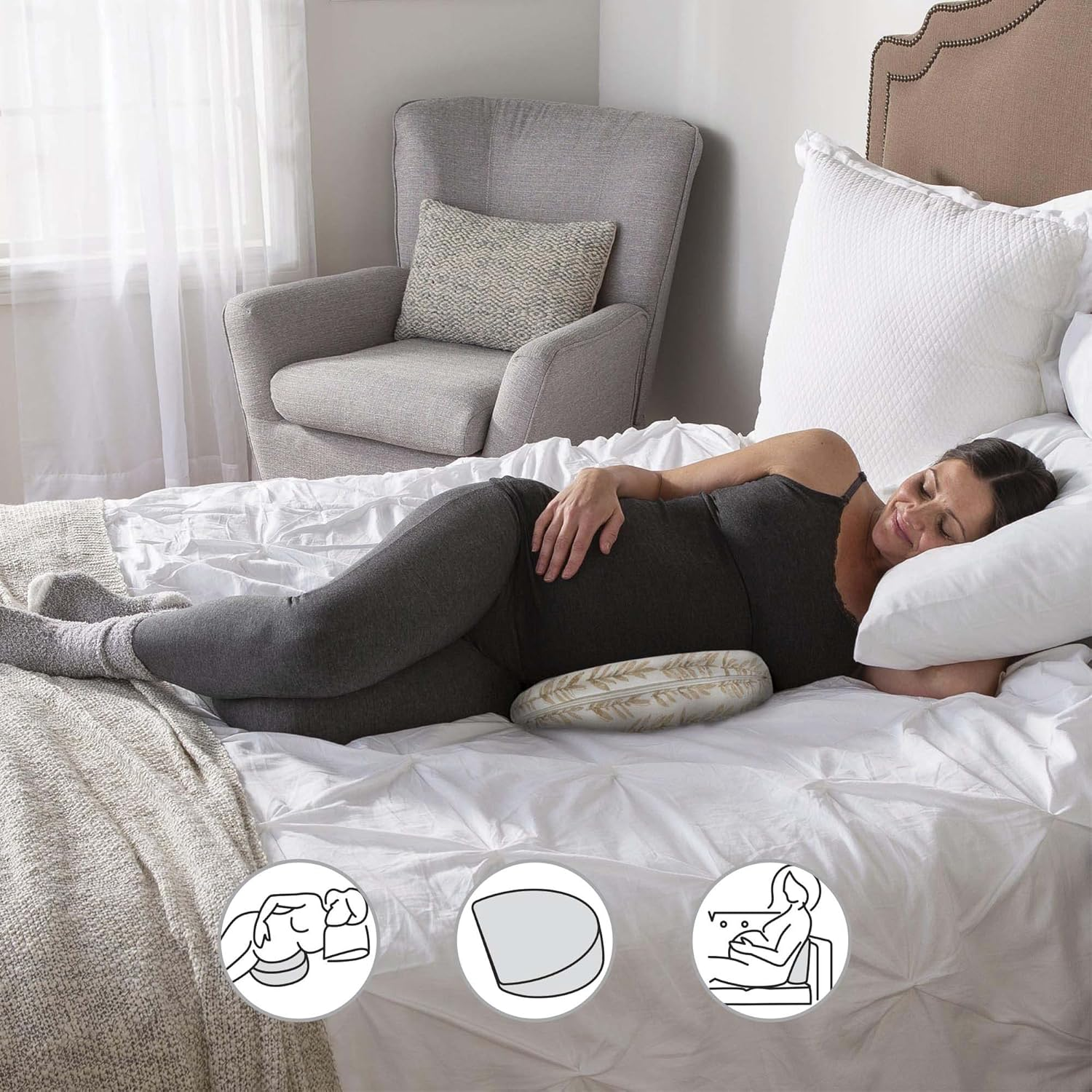 Boppy Pregnancy Pillow Wedge with Cover, Taupe, Belly Support Maternity Wedge, Firm Pregnancy Wedge Pillow for Pregnancy from Boppy Line of Pregnancy Pillows for Sleeping, Pregnancy Must Have image number 3