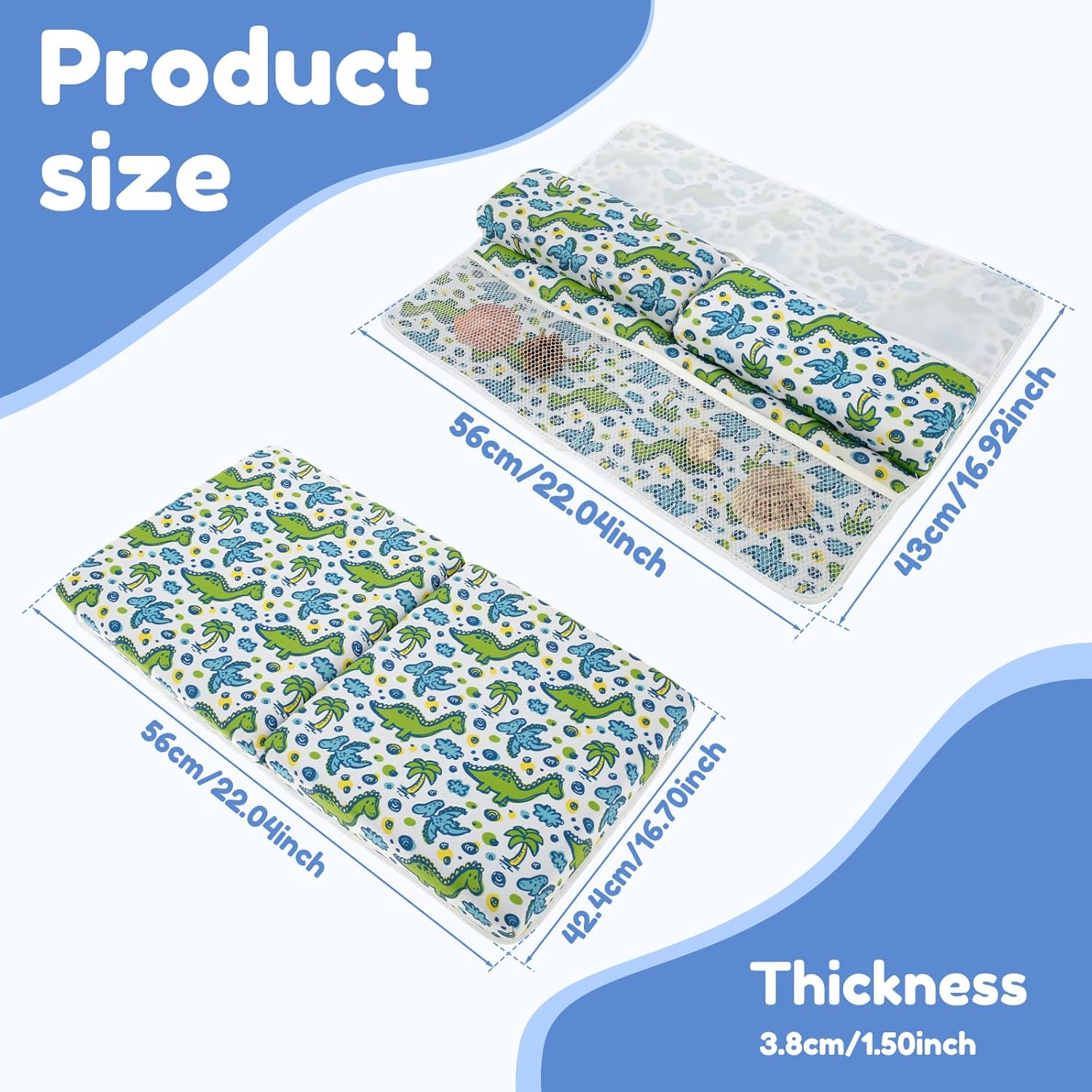 Bath Kneeler and Elbow Rest Pad Set, Nonslip Baby Bathtub Kneeling Pad with 4 Side Pockets, Quick Dry Kneeling Pad, Painless Baby Bathtub Kneeler Mat Comfortable for Baby Bathing image number 3