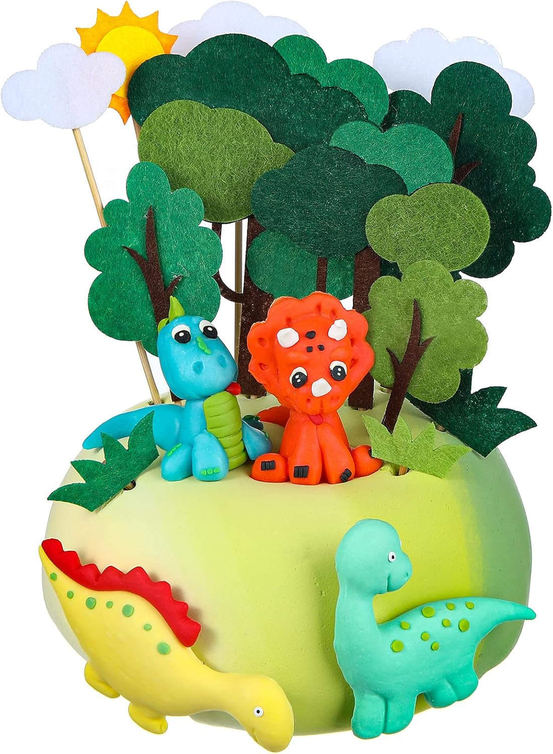 Dinosaur Cake Toppers Forest Series Dinosaur Decoration 16 Pieces Dino Jungle Safari Party Supplies Personalized DIY Cake Cupcake Inserts for Baby Shower Birthday Dinosaur Theme Party Favors image number 5