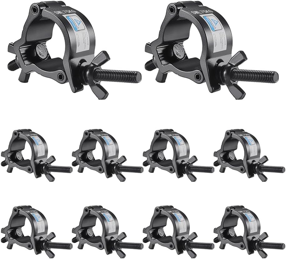 Truss Clamp Stage Light Clamp, 10PCS Gzhuonan Professional 35-40 Mm Aluminium Black Small Size Light Clamps with TUV Certified, Heavy Duty 165LB Lighting Clamps, Fit for 1.4-1.6 Inch OD Tube/Pipe image number 5