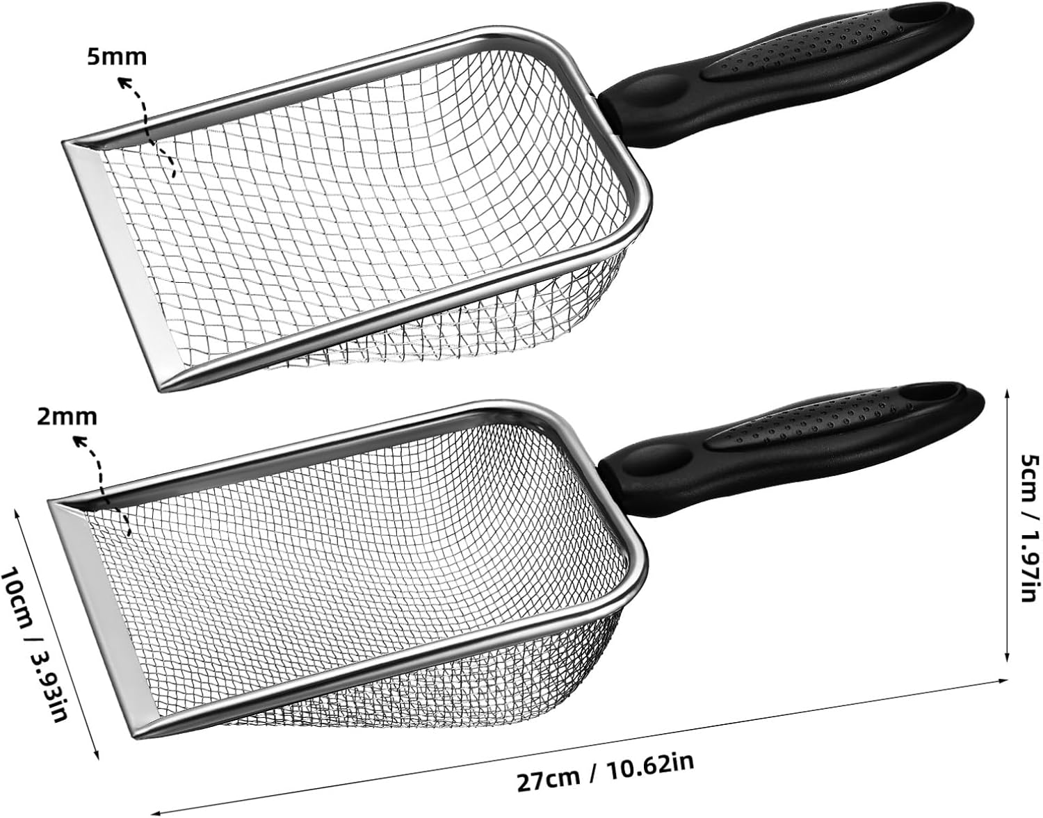 Toddmomy 2 Pcs Stainless Steel Cat Litter Scoop,Metal Cat Litter Scoop Sturdy Mesh Scooper Suitable for Cat Litter Box image number 5