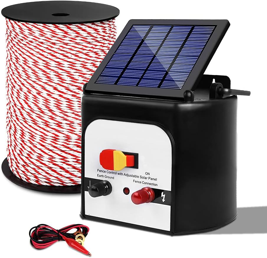 Giantz Fence Energiser 8Km Solar Energizer Charger Electric Wire, Fencing Equipment, 0.3J Discharge Energy Lead Sealed Battery Panel 500M Polyrope 4Mm Width image number 4