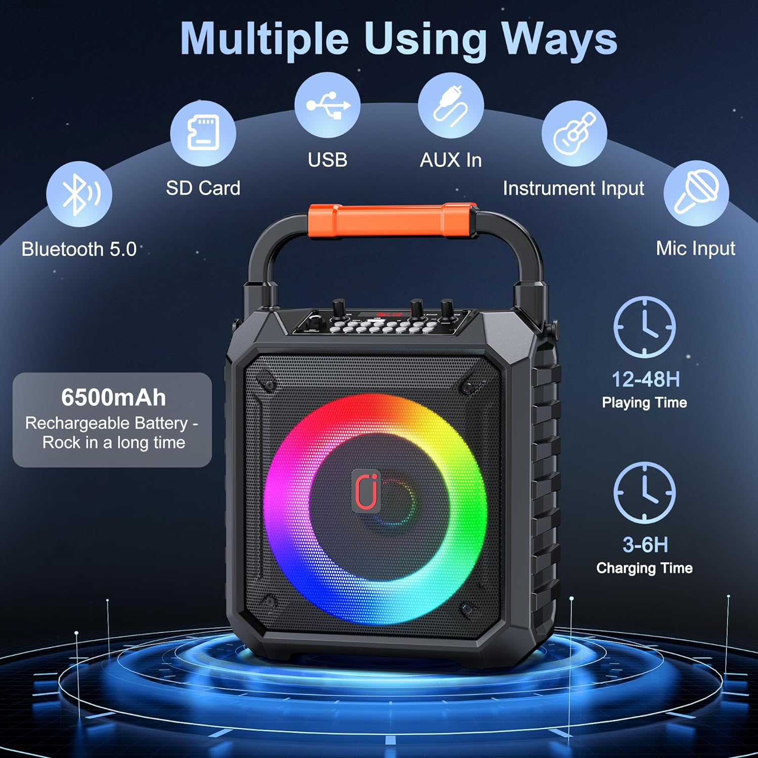 JYX Karaoke Machine 2 Microphones, Portable Bluetooth Karaoke Speaker with DJ Lights for Party & Outdoor, Wireless Microphone Karaoke for Adults, PA System Supports FM, USB, AUX, REC, TF