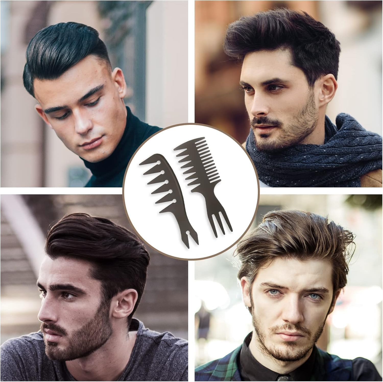 Mens Styling Comb, 6Pcs Wide Tooth Hair Comb Styling Set, Anti-Static Hairdressing Comb Curl Wet Comb for Men Ladies Hair Hairstyle (Black, One Size) image number 1