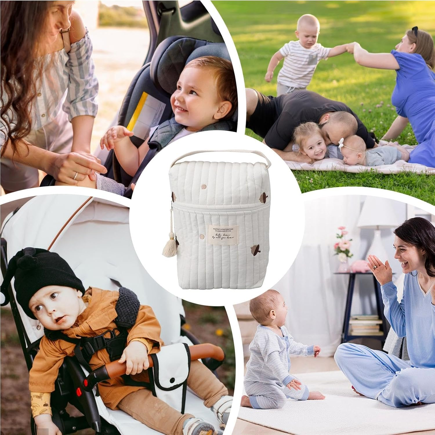 Nappy Storage Bag, Nappy Organiser Bag - Quilted Changing Bag with Zip, Portable Bag with Handle, Soft Storage Bag for Toy Towels - Star image number 6