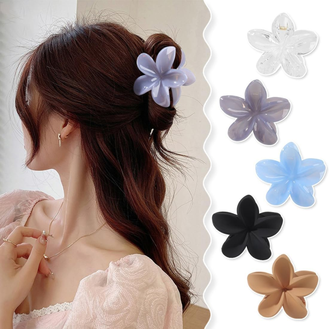 1 X Women'S Flower Hair Clips, Flower Hairpin, Hair Clips, Claw Clip, Non-Slip Plastic Hair Pin, Hair Accessories, Headpiece for Women and Girls for Daily Wear, Yellow image number 4