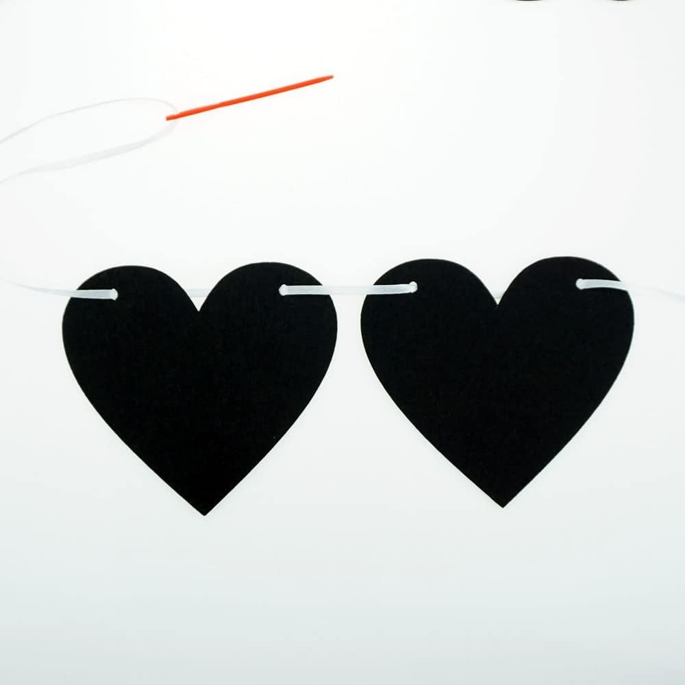 FAZHBARY 2 Pack Black Felt Heart Garland Banner for Valentines Banner Gothic Decor Farewell Wedding Anniversary Party Decorations image number 4