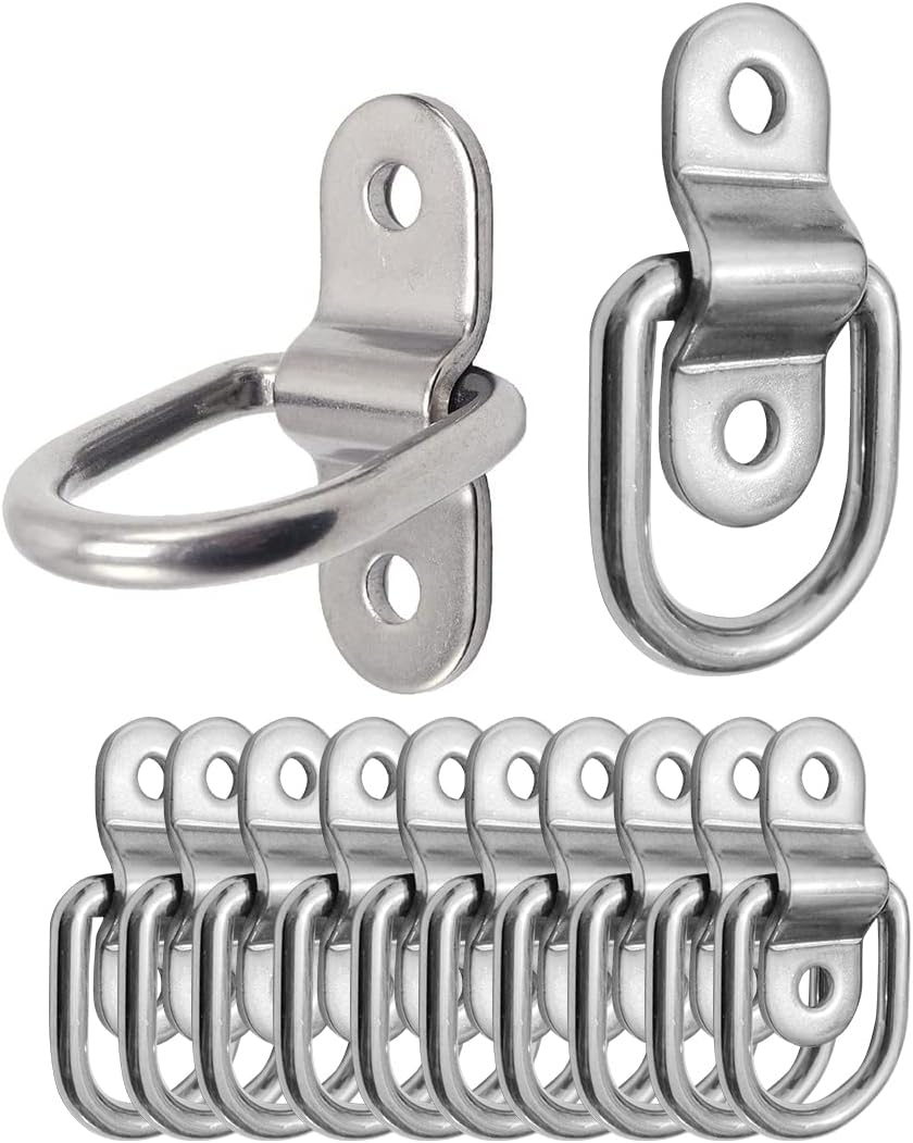 12X D-Ring Tie down Anchor, 1/4'' Stainless Steel Cargo Tie down Rings, Car Trailer Tie Downs for Truck Bed Tie down Hooks, Car Tie Downs Heavy Duty Tie-Down Anchors Kayak Canoe Boat Bike Tie Downs image number 2