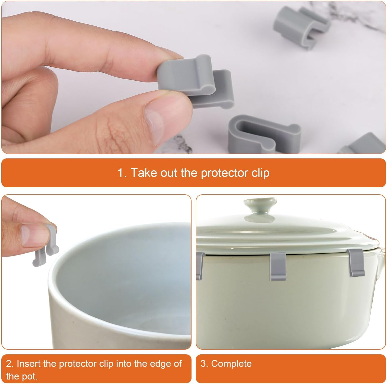 12Pcs Dutch Oven Lid Protector Clips, Silicone Dutch Oven Lid Flexible Bumper Dutch Oven Protective Clip Lid Protector Clips for Storage (Gray) image number 6