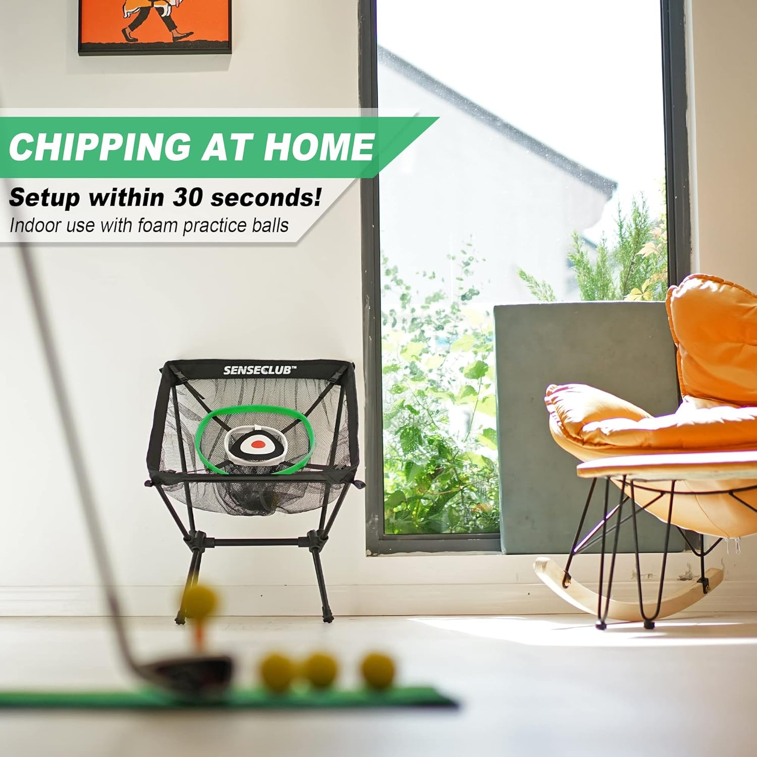 SENSECLUB Golf Chipping Net & Green, Backyard Practice Net with Mat, Outdoor Target with Balls, Funny Golf Games & Gifts