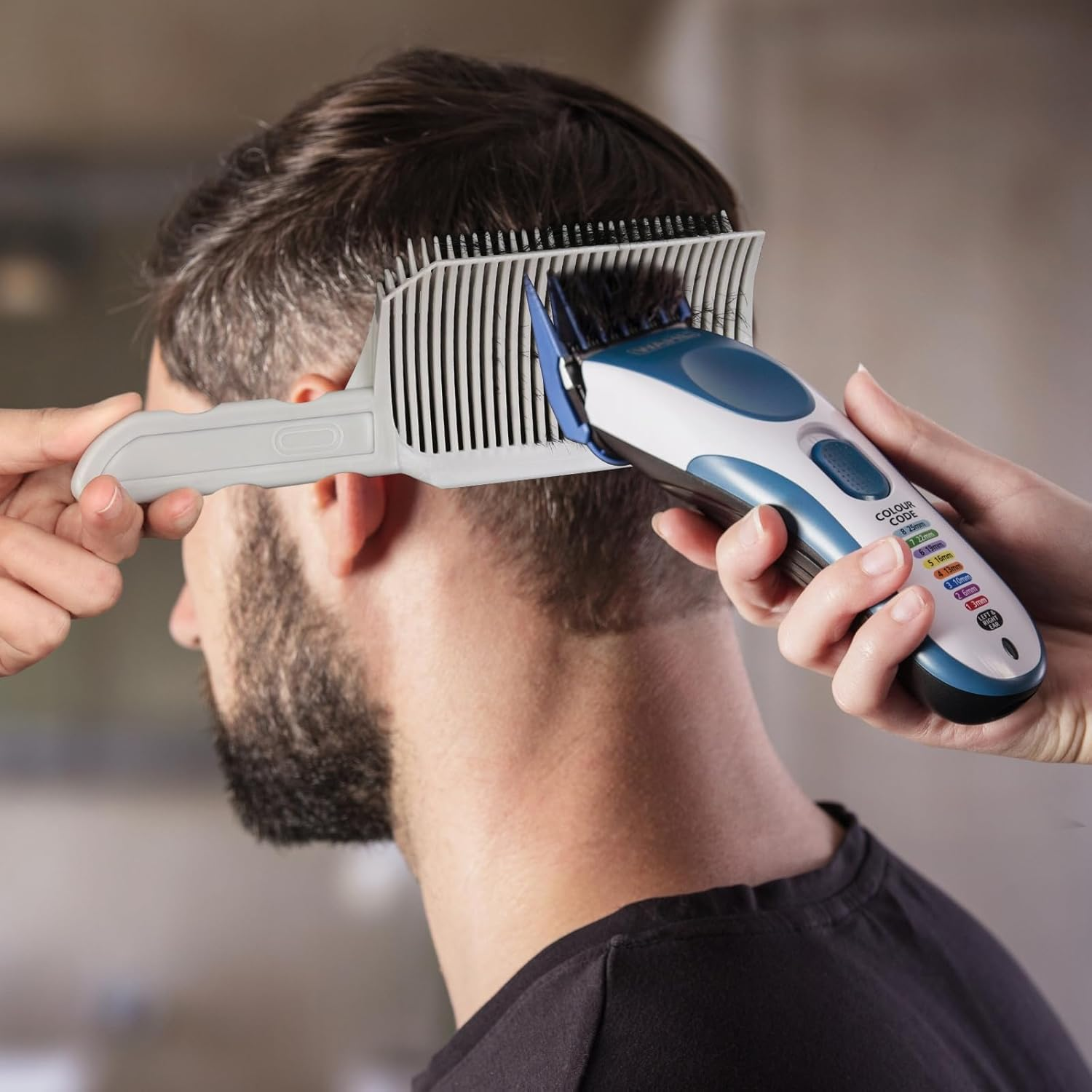 FOWSRHRG Fade Combs - 2PCS Barber Gradient Positioning Combs, Flat/Curved Push Edge for Blending Fades, Hair Cutting Guide Tools for Home & Salon Use image number 1