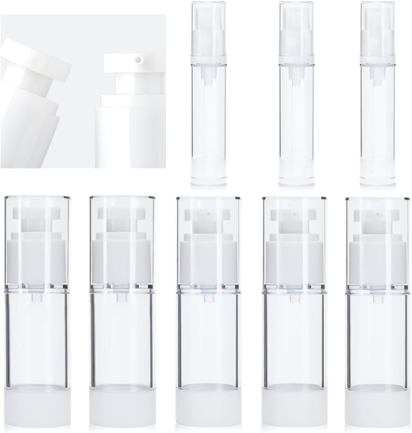 TORMEN 8-Piece Airless Pump Bottle Set,Cosmetic Containers,Lotion Bottles,Spray Bottles- Travel Size, Refillable Vacuum Cosmetic Bottles for Lotion, Liquid,Cream,Toiletries,Skincare & Beauty Products image number 2