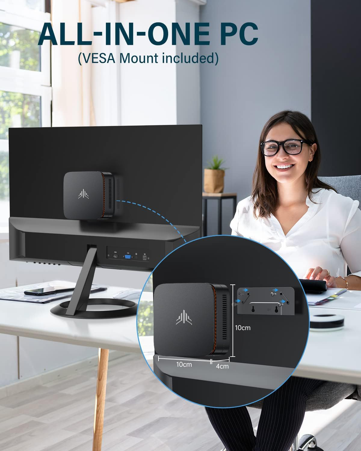 KAMRUI Mini PC, 12Th Intel Alder Lake- N95 up to 3.4 Ghz,16Gb RAM+512GB M.2 SSD, Windows 11 Pro Mini Computer,Support 2.5" SATA Ssd,Wifi 2.4G/5G,Bluetooth4.2,Triple Display,4K Reliable Office Small PC image number 3