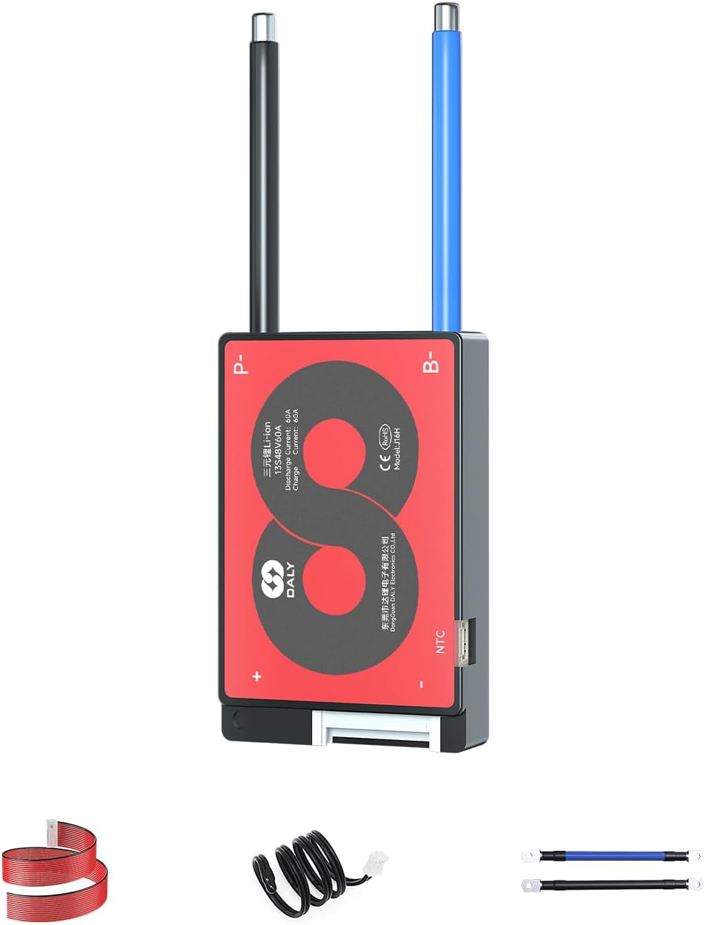 DALY 16S 60V 60A Li-Ion BMS Protection Board with Balance Wire and Temperature Sensor for Lithium Battery Pack