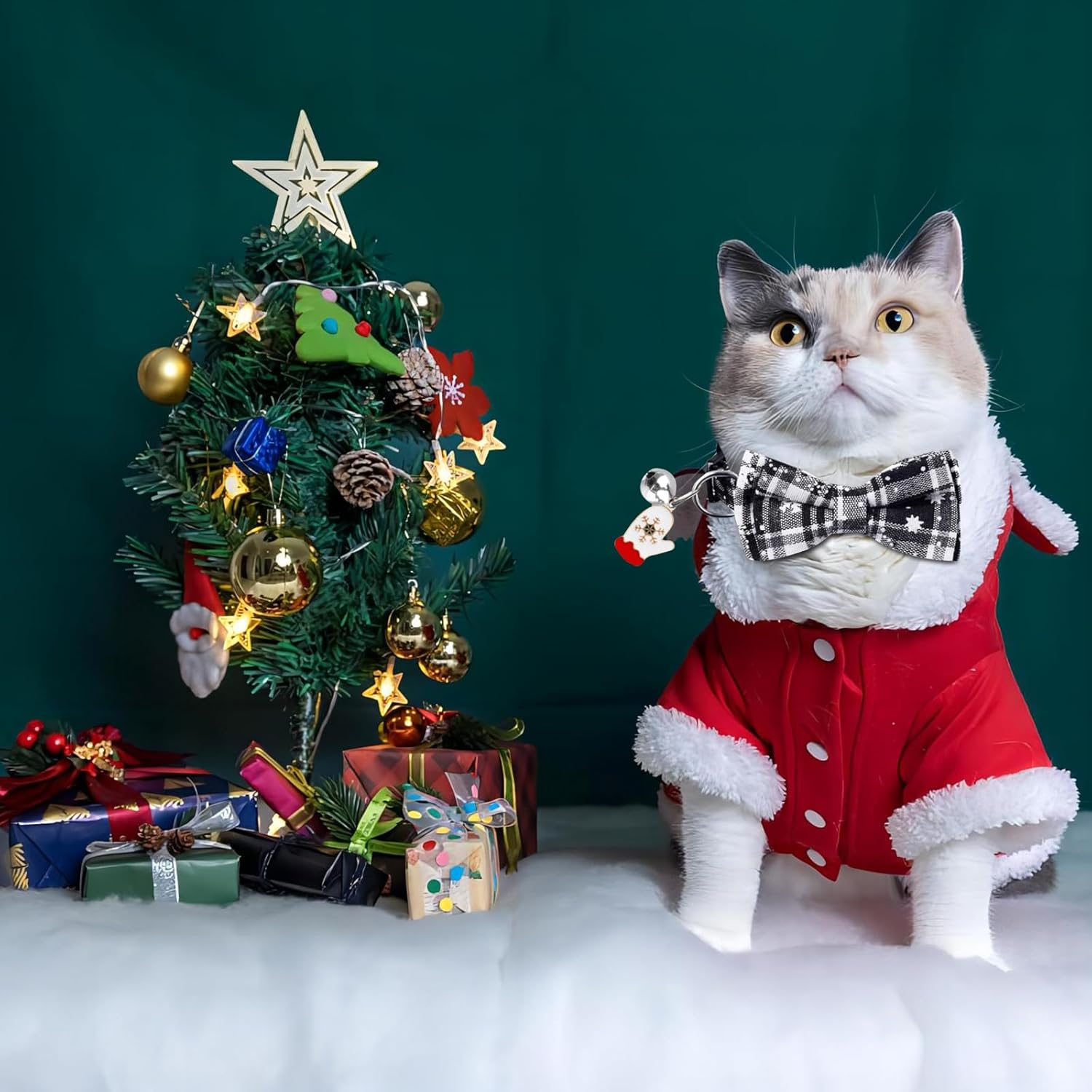 2 X Pet Christmas Accessories Santa Pet Bow Tie Christmas Tree Pet Bow Tie Stocking Pet Bow Tie for Pet Owners Dog Friends Cat Lovers Animal Lovers (Socks Gloves)