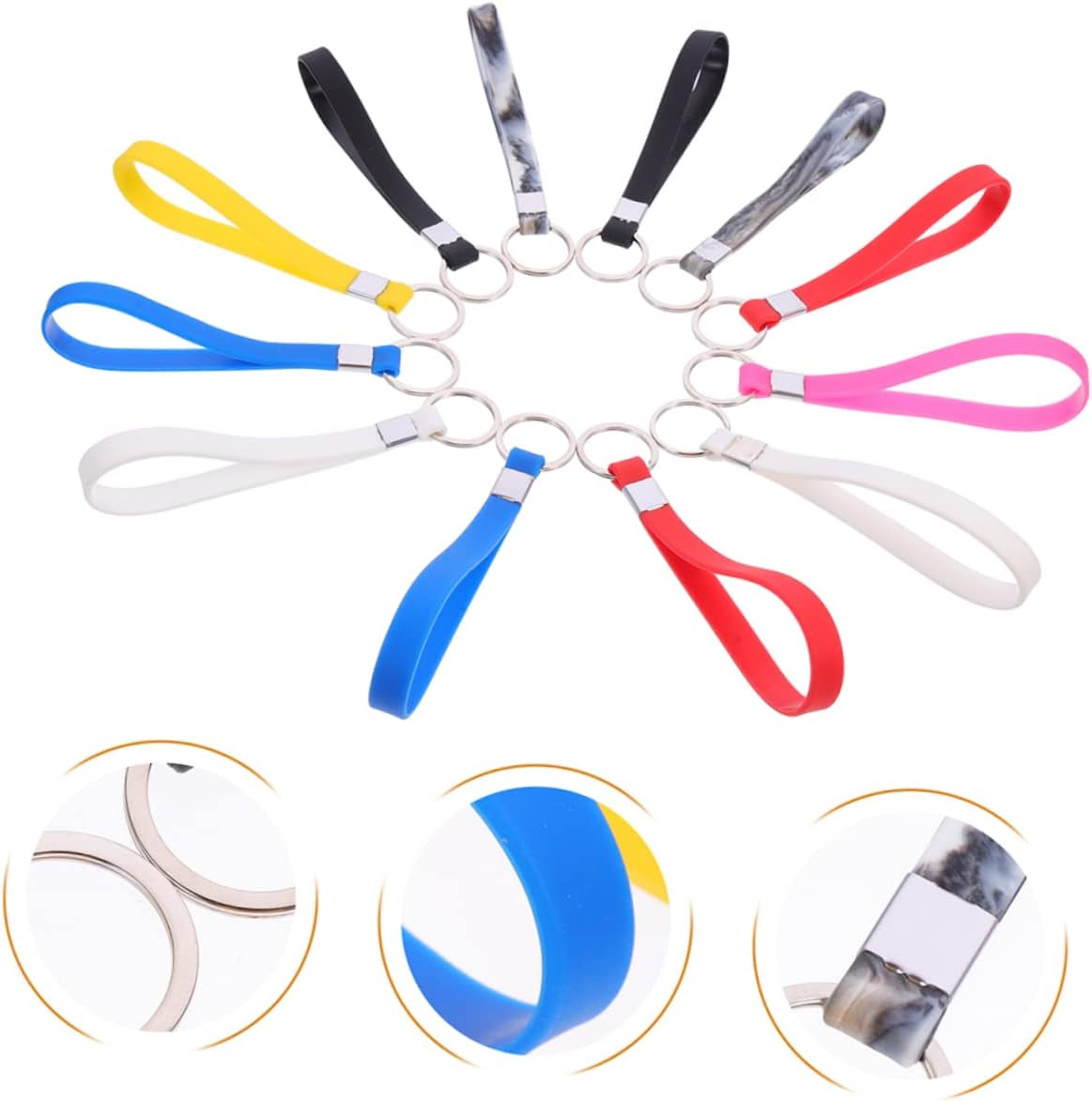 KOMBIUDA 24Pcs Silicone Bracelets Bulk Keychains Wristband Design Silicone Keychain Bracelet for Party Favors Decorative Wristlet for Women image number 4