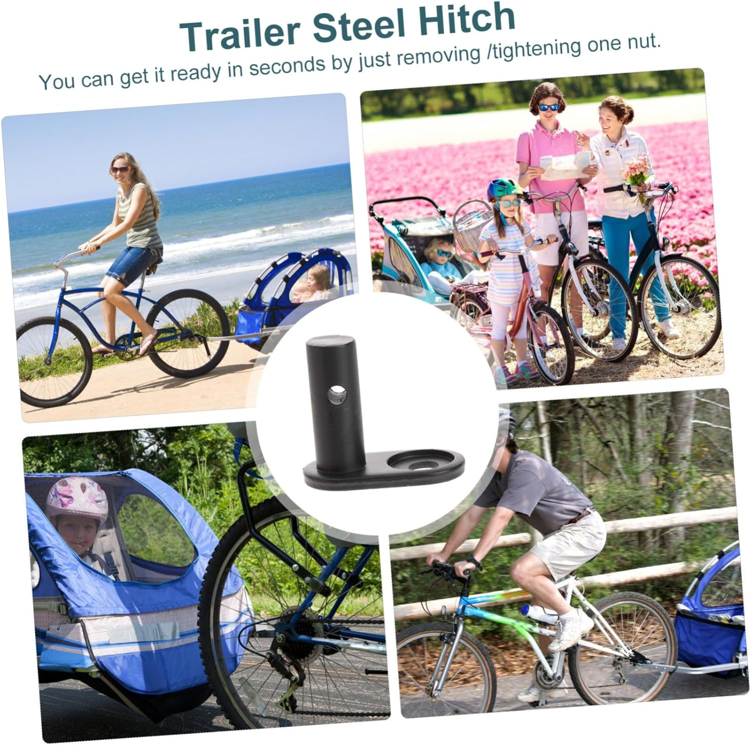 Anneome Baby and Pet Traction Head Bike Trailer Coupler Steel Hitch Quick Nut Tightening System image number 4