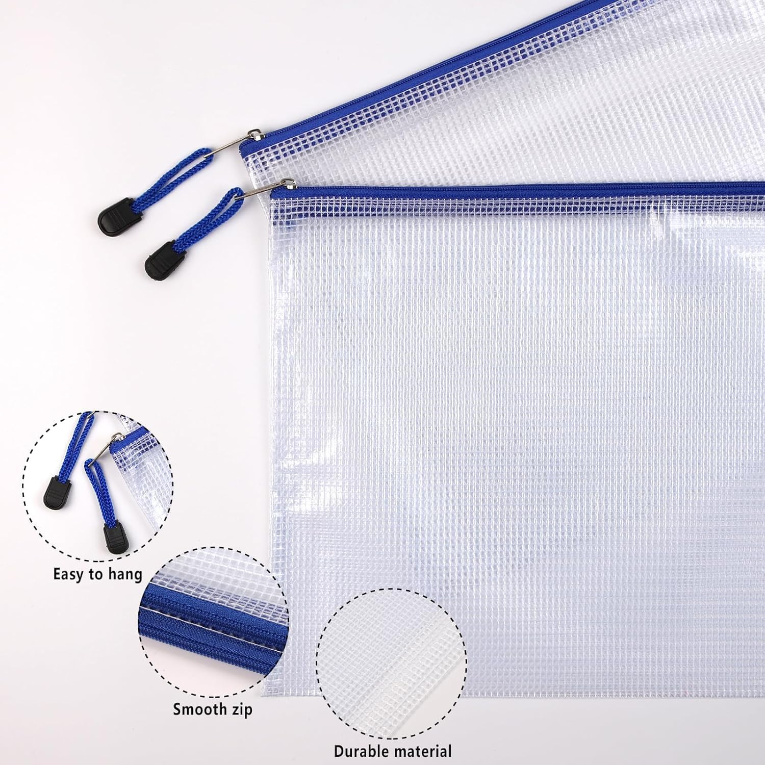 12 Pieces Zipper File Bags, A6 Clear Mesh Document Bag Plastic Folders Wallets Office School Storage Pouches for Document Business Receipts Organization