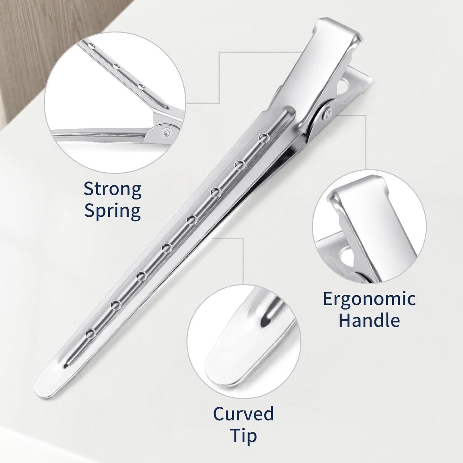 Annhua 12Pcs Duckbill Hair Clips - 9Cm Stainless Steel Alligator Sectioning Clips for Hair Styling, Cutting, Blow Drying & Makeup - Ideal for Home and Salon Use, Silver image number 3