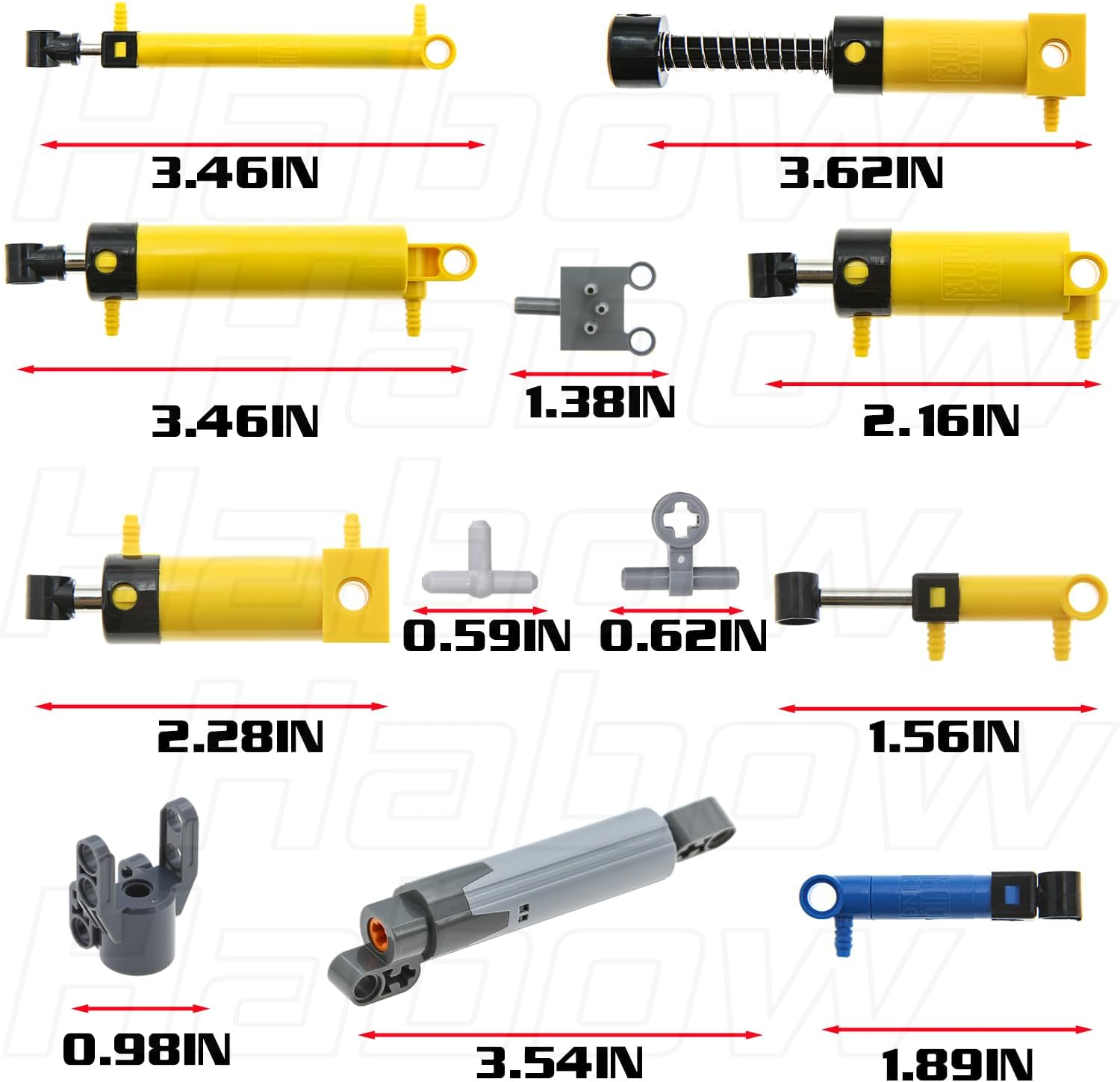 19Pcs Pneumatic-Technic-Parts Kit Compatible with -Pneumatic Cylinders-Air-Pump Pressure Rod Switch Piston Hose Technic Linear Actuator Moc-Replacement-Parts.