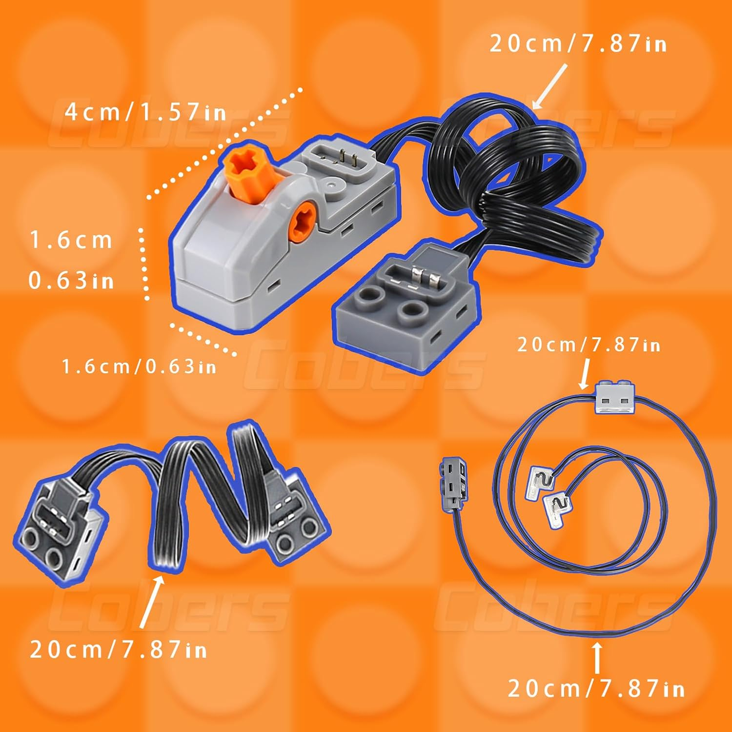 Cobers 9Pcs Power-Function Kits Set Compatible with Major Brand Technic-Parts Motor-Set IR Receiver Adjustable Speed Remote-Control AA Battery Box Switch Light Extension Wire image number 3