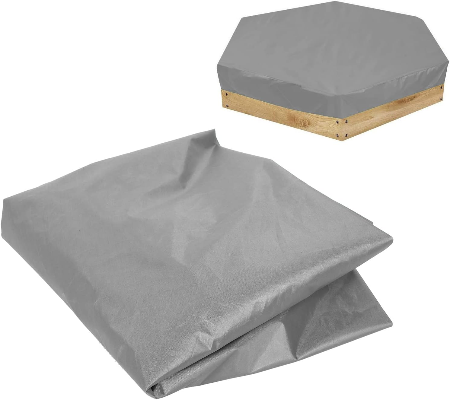 Sandbox Cover Sandpit Sand Toys Cover Waterproofing Pool Cover with Drawstring for Outdoor Garden, Sandbox Cover with Drawstring Design, Outdoor Garden Sandpit Protection Cover (Grey) - Green image number 4