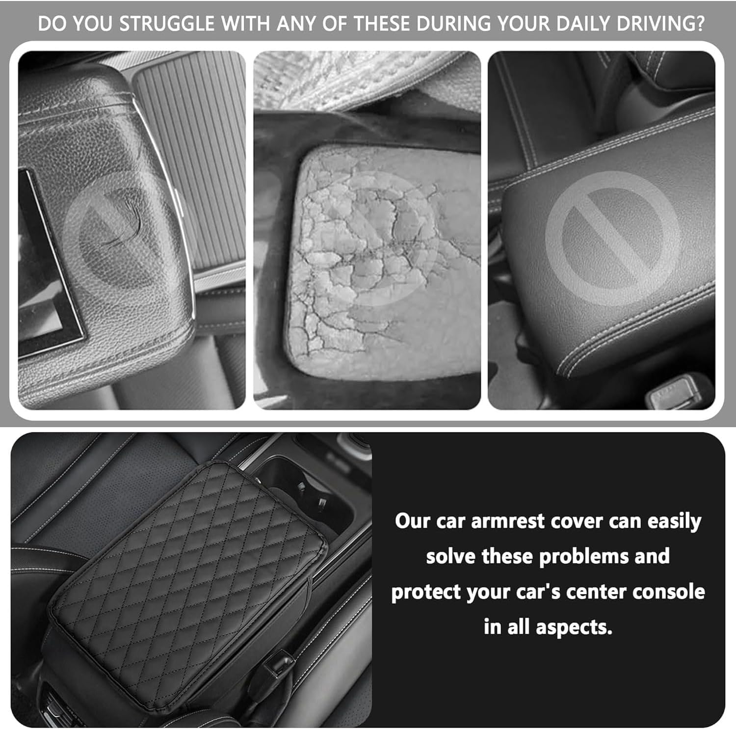 Usinynia Upgraded Car Center Console Cover for Most Vehicles,Microfiber Leather Universal Car Armrest Cover Cushion with 2 Side Pockets Interior Accessories Prevent Scratching (Black) - Beige image number 7