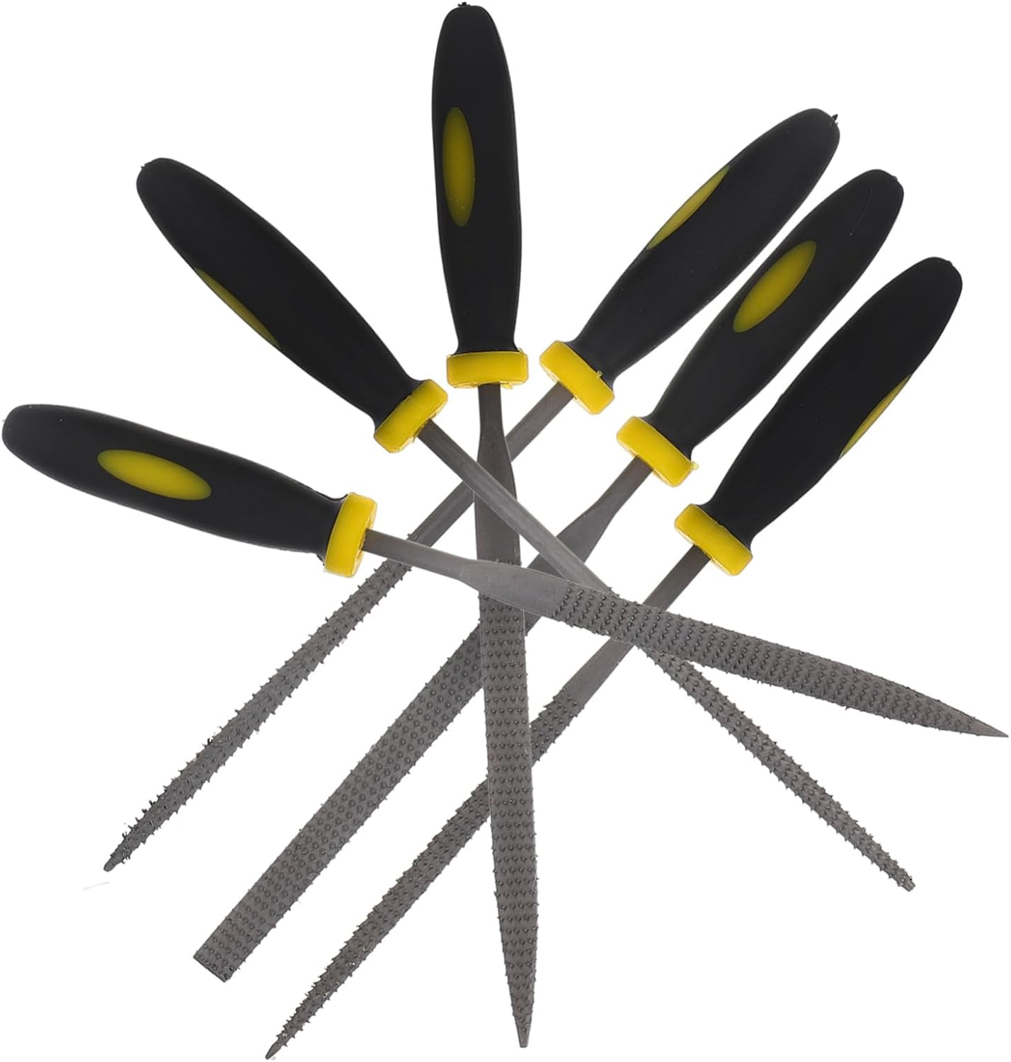 Tofficu 6Pcs Hand File Tool Set for Woodworking Mini Rasp Files Skid-Resistant Handles for Precise Wood Shaping image number 1