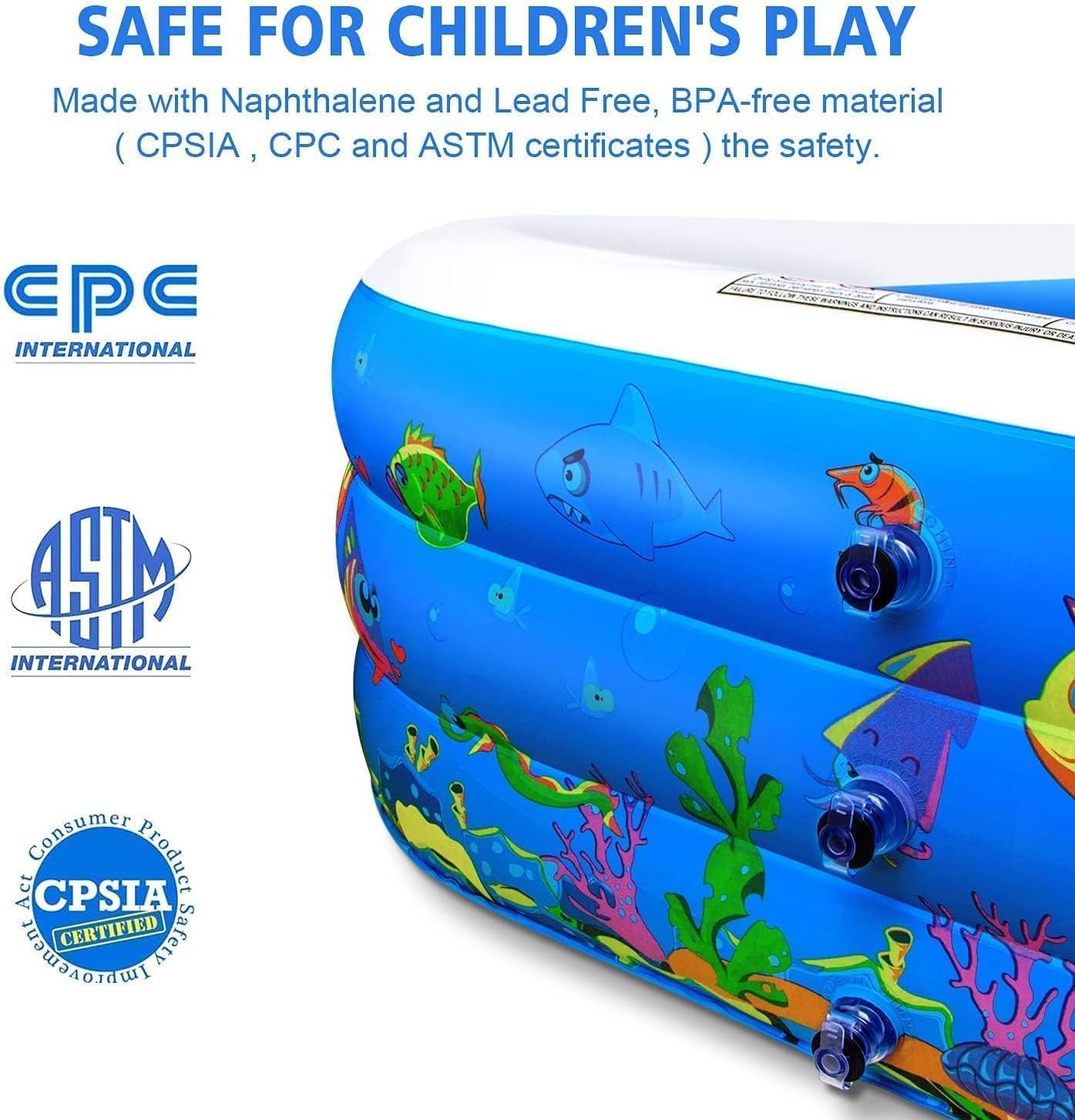 Inflatable Swimming Pool,123''&times;73''&times;22''Large Inflatable Family Lounge Pools Kiddie Pools for Summer Water Party Bpa-Free above Ground Blow up Kiddie Pool Ball/Sand Pit,Backyard Outdoor Indoor image number 6