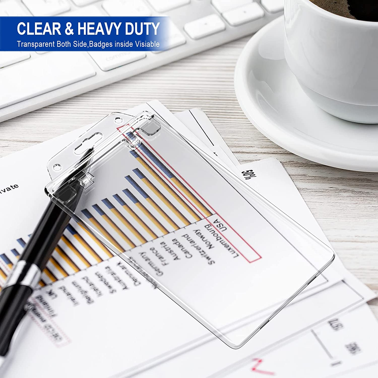 2 Packs Clear Hard Badge Holder,Plastic Locking Id Badge Holder, for School, Festival, Event image number 4