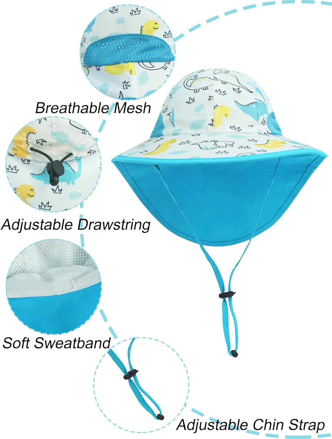 AIEOE Baby Sun Hat Kids Sun Hats with UV Protection Toddler Sun Hat Beach Bucket Hat for Girls Boys Toddlers Breathable Summer Hat image number 3