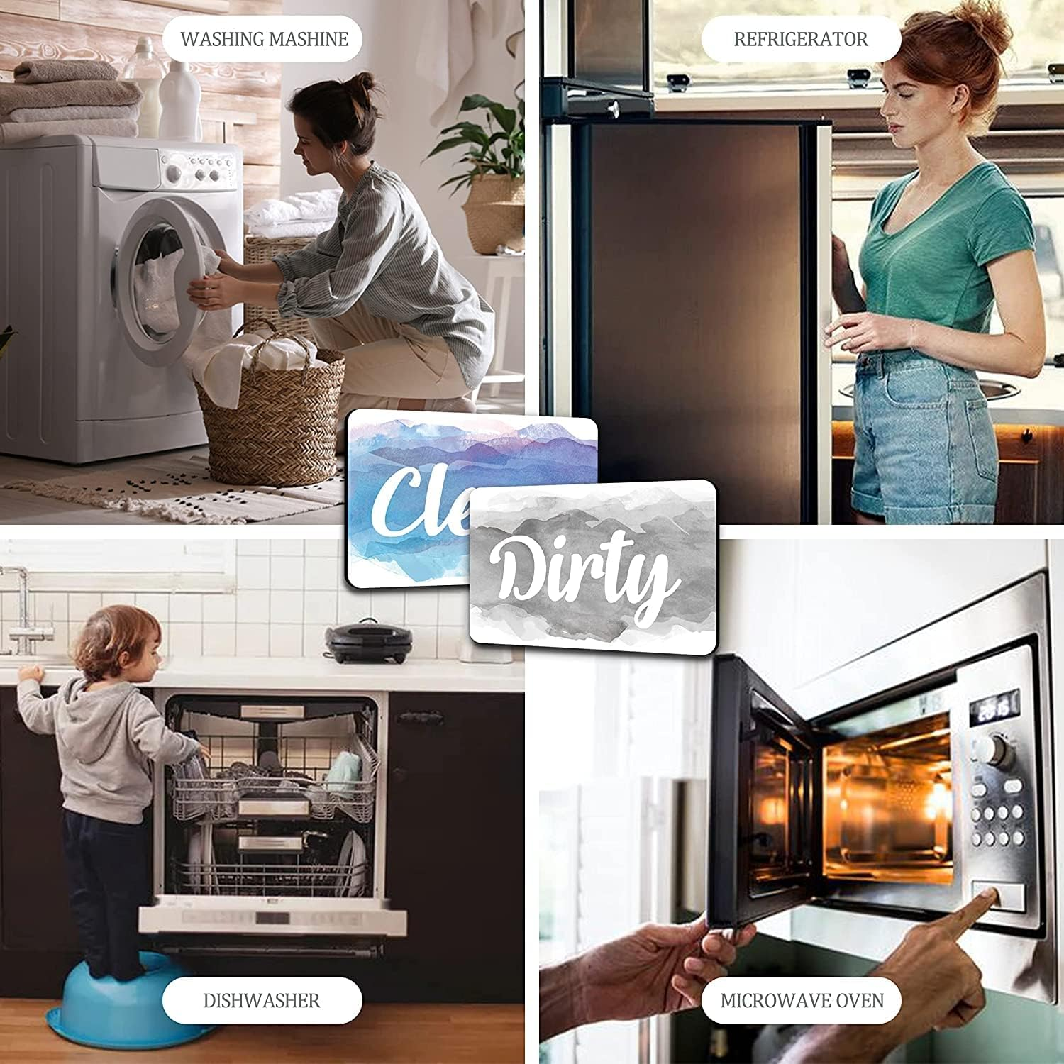 KYONANO Clean Dirty Dishwasher Magnet, Use in Any Kitchen or Laundry Room, Attractive Design, Included Double, Sided Adhesive for Non, Magnetic Dishwashers, Laundries, or Washing Machines image number 2