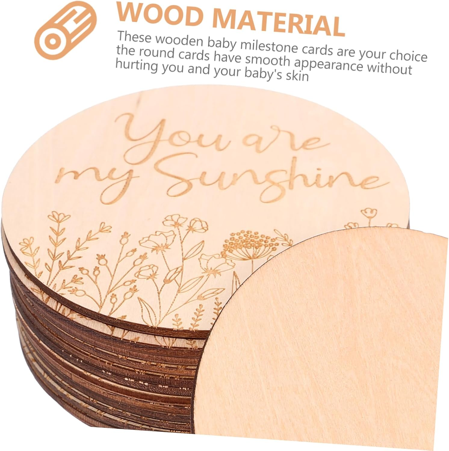 Minkissy 14Pcs Wooden Monthly Milestone Cards Set Photo Prop Cards for Parents for Documenting Growth and Special Moments Decorative Milestone Wooden Circles image number 1