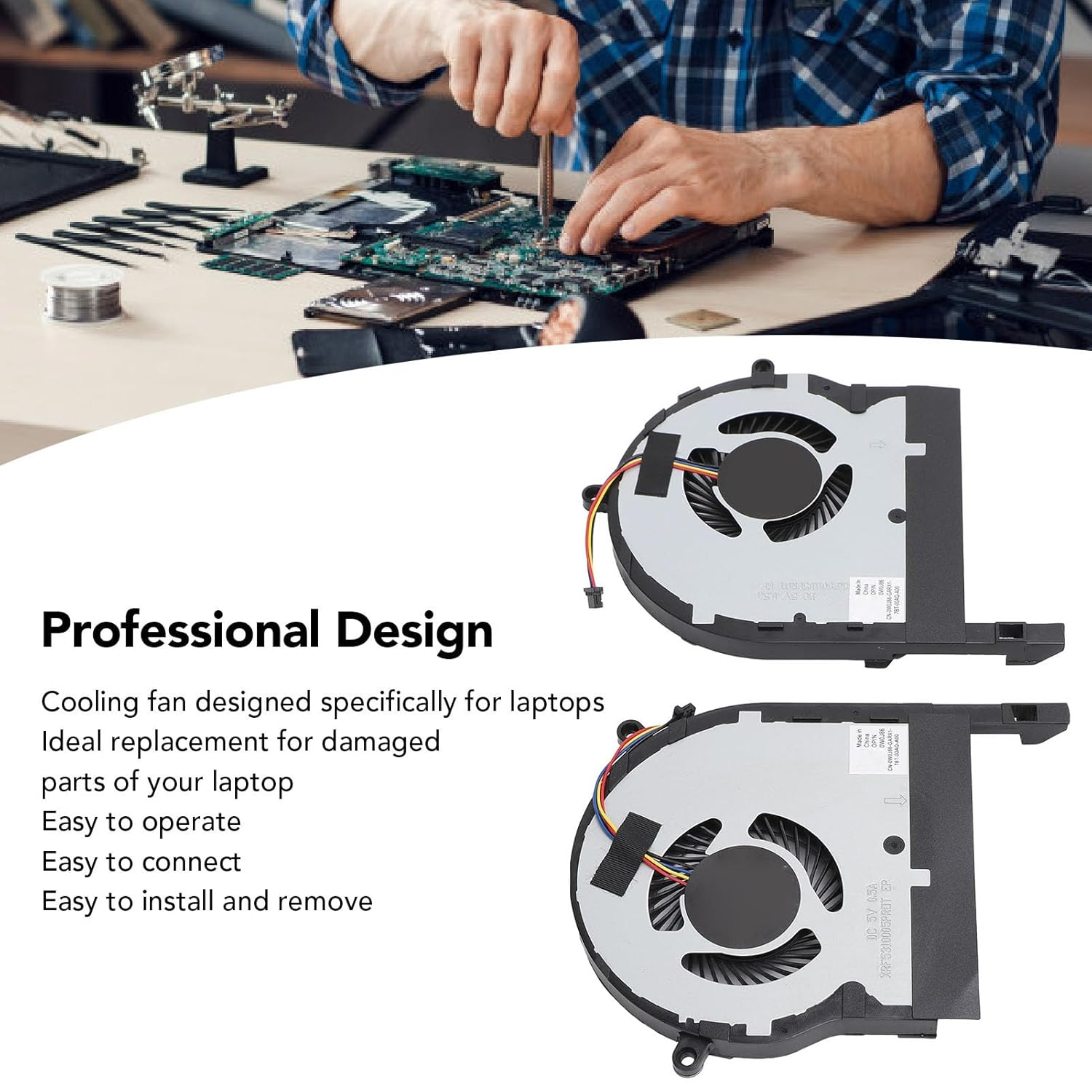 Laptop Cooling Fan Replacement for FX504 FX504GD FX504GE FX80GD, Laptop Internal CPU GPU Fan with Repair Tool, Aluminum Alloy Laptop Cooler Fan Repair Accessories image number 4