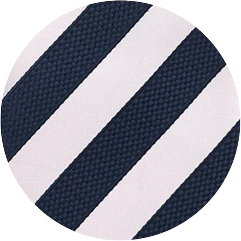 Men'S Tie, Polyester Silk Jacquard Stripe, Business Casual, Office Professional Tie - Deep Blue White image number 4