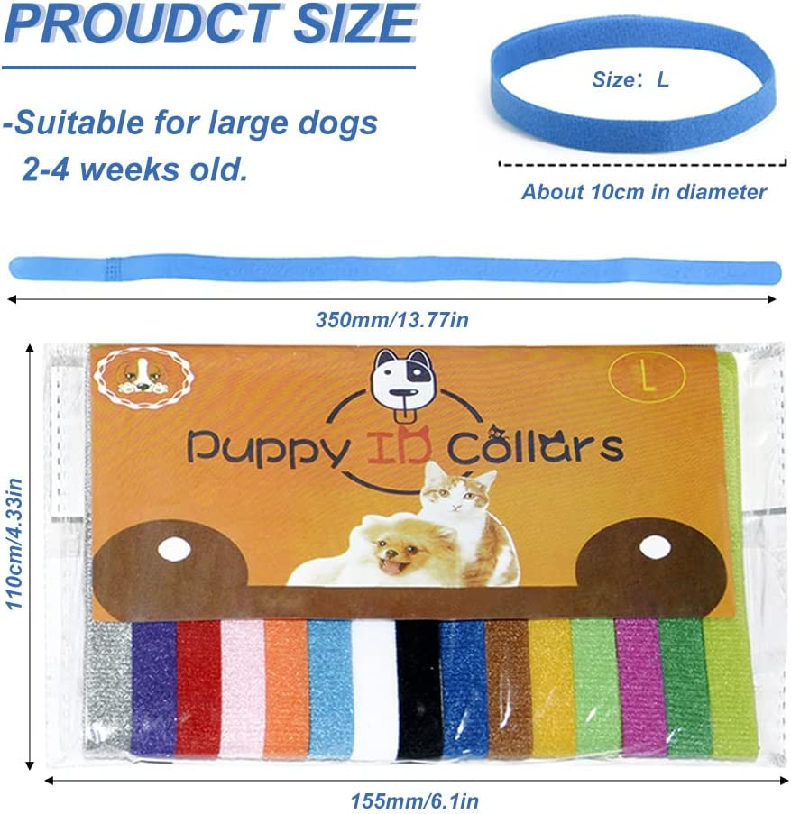 30Pcs Puppy Collars, Kittens Whelping Collars, Adjustable Identification Dog Collar, Double Sided Soft Nylon Collar Strap for Newborn Pet