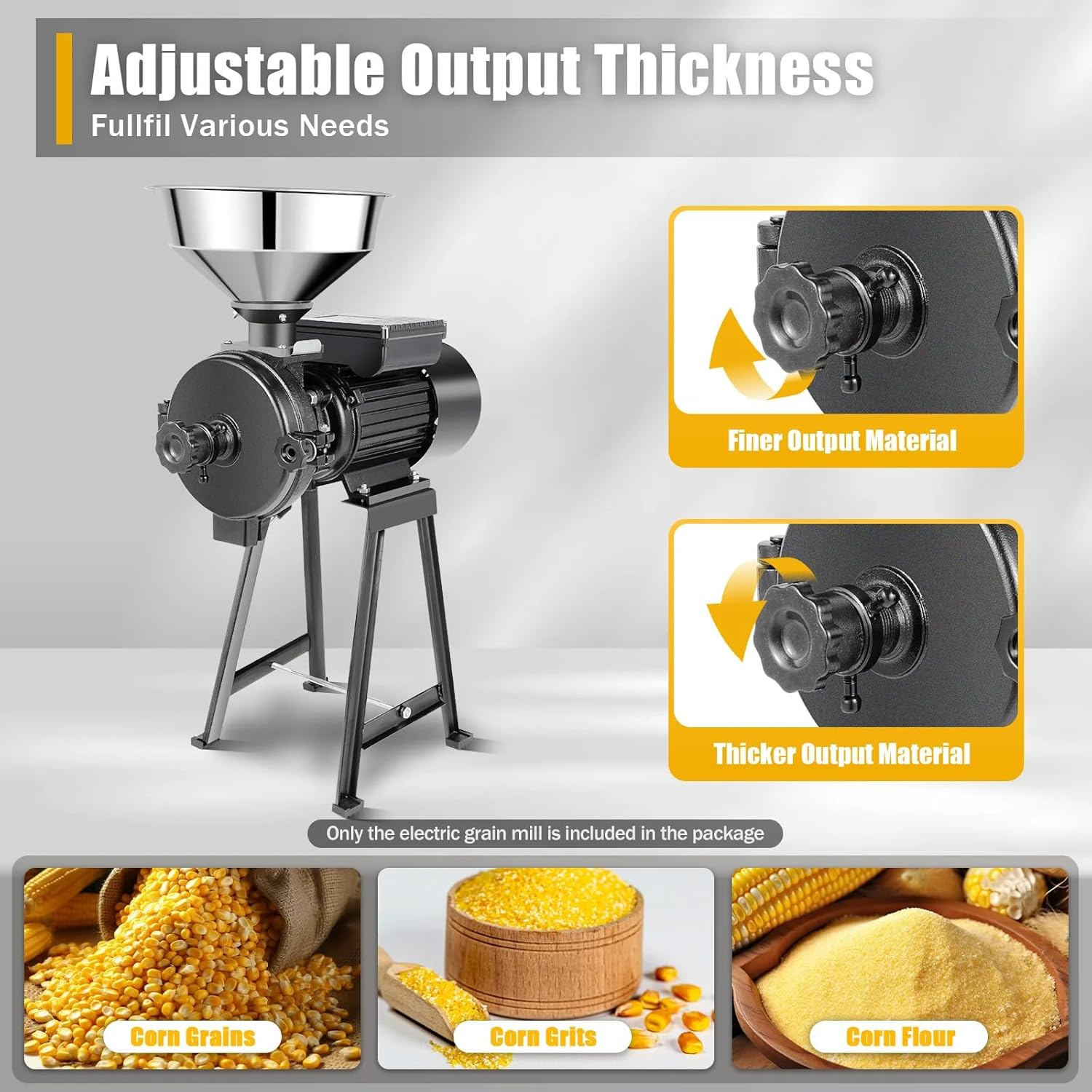 Electric Grinder, Grinder Mill Electric Grain Corn Wheat Feed/Flour Dry Wet Cereal Machine, Ultra-Fine Powder Grinding Machine, Cereals Grinder Rice Corn Grain Coffee Wheat with Funnel image number 1