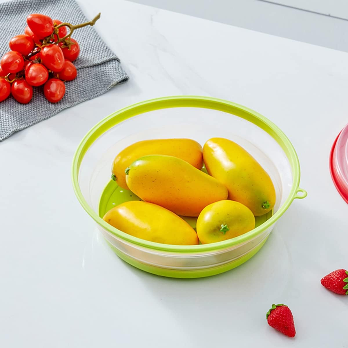 Abizarch 10.5" Collapsible Microwave Splatter Cover for Food, Vented Microwave Lid with Hook Hole, Splatter Guard for Plate Dish Bowl, Vegetable Fruit Colander Multi-Function Kitchen Gadget image number 6