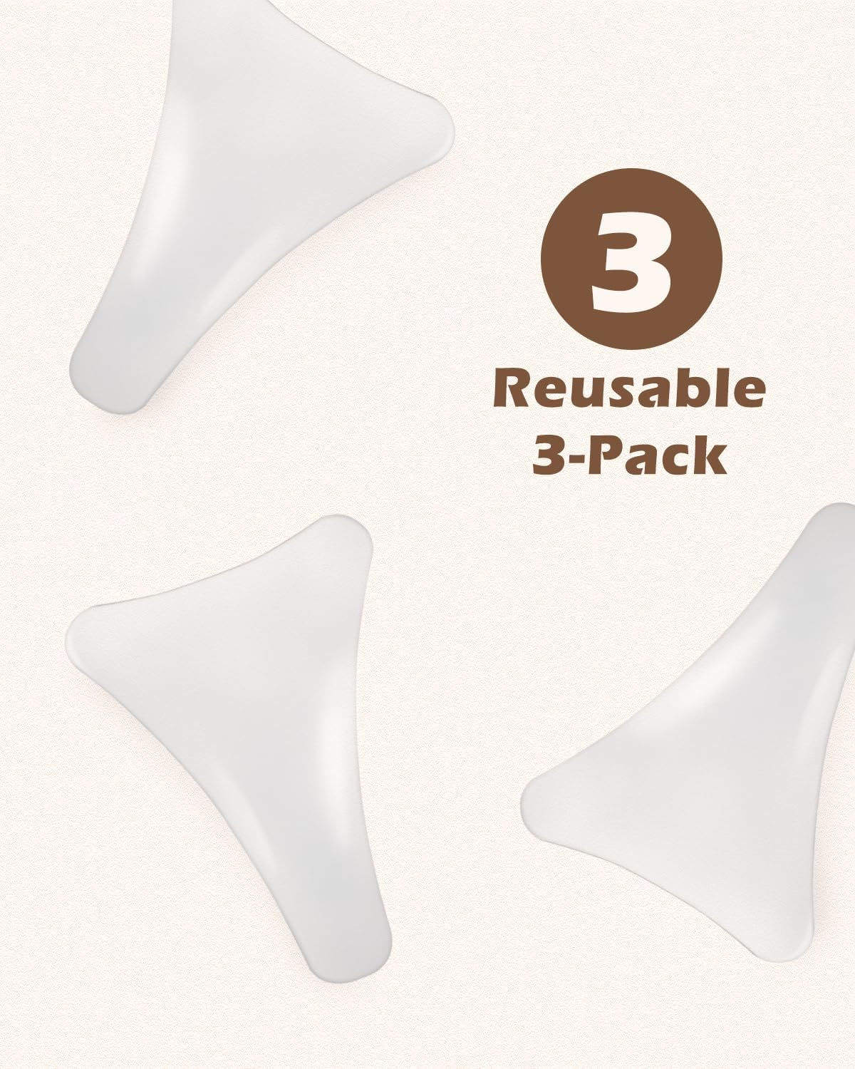 Camel Toe Concealer Pads, Camel Toe Cover for Covering Camel Toes, Reusable Anti-Camel Toe Silicone Inserts, Camel Toe Concealer for Swimsuit, Camel Toe Underwear Inserts, 3 Pack Clear Y-Shaped image number 1