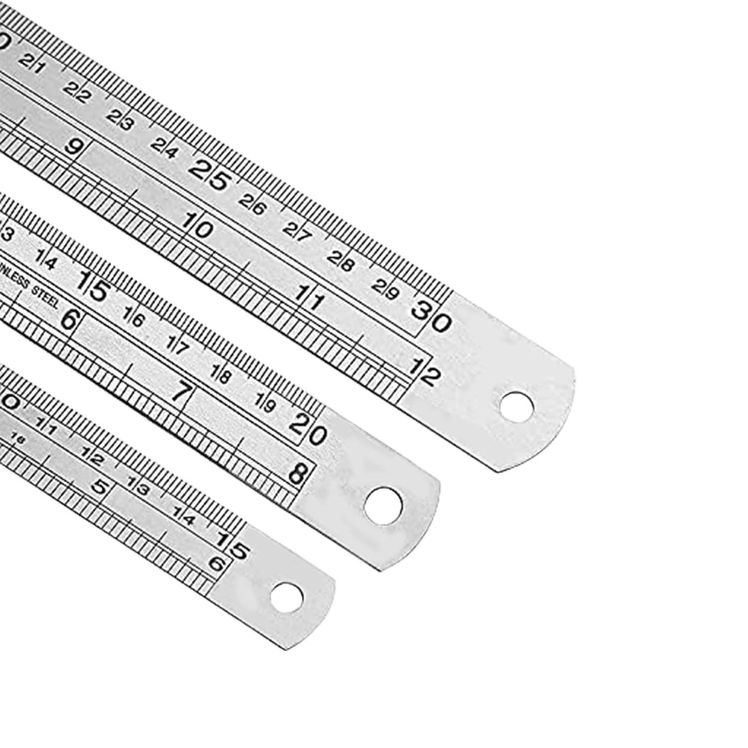 Treayes Metal, Sewing, Scale Ruler - 3 Pieces Stainless Steel Ruler, 12 Inch(30Cm) + 8 Inch(20Cm) + 6 Inch(15Cm), Perfect Straight Edge for Easy Measurements image number 4