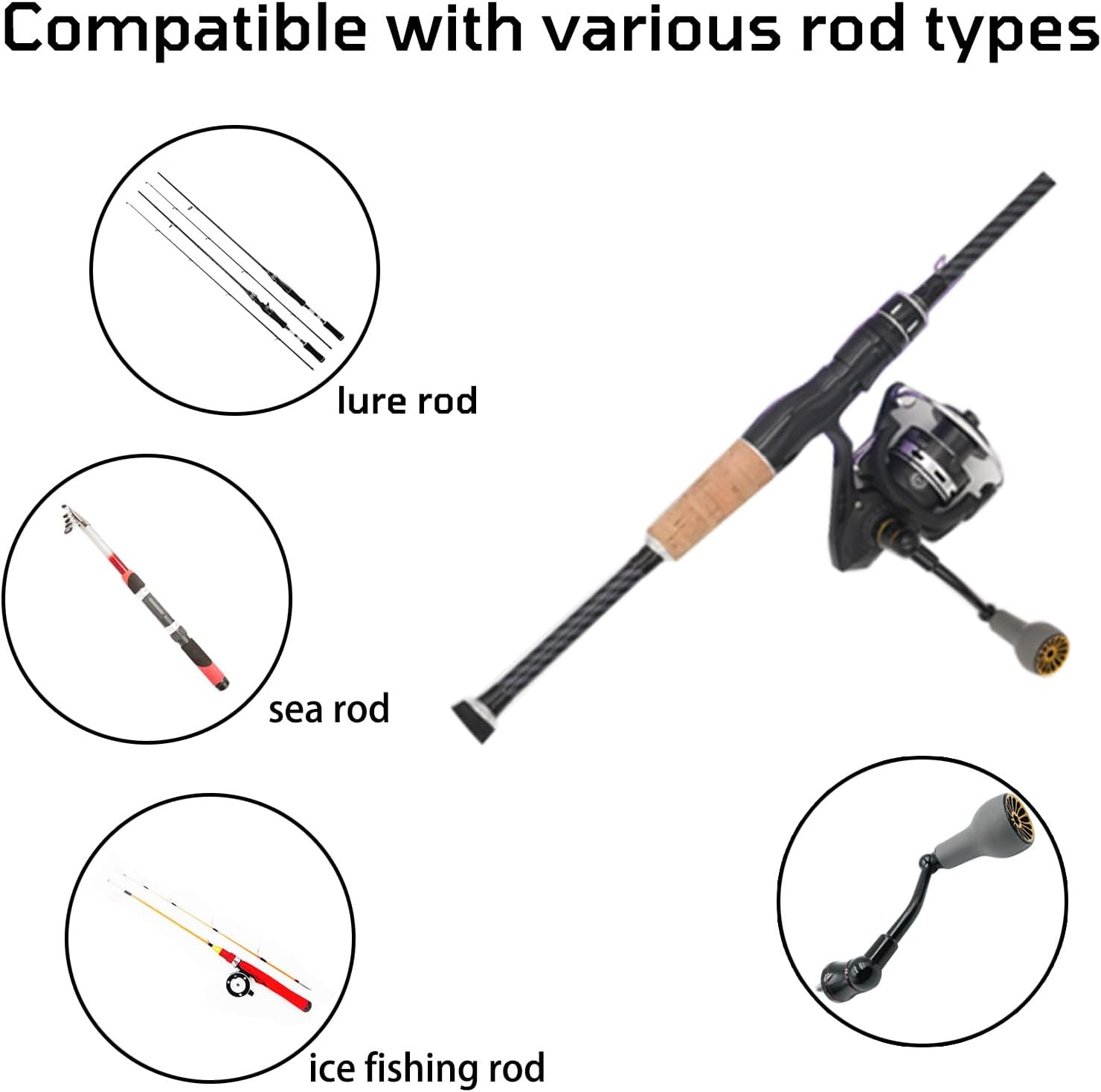 63Mm Black Fishing Spinning Reel Handle Replacement for Shimano Stradic FL/FM Stella Vanford image number 6