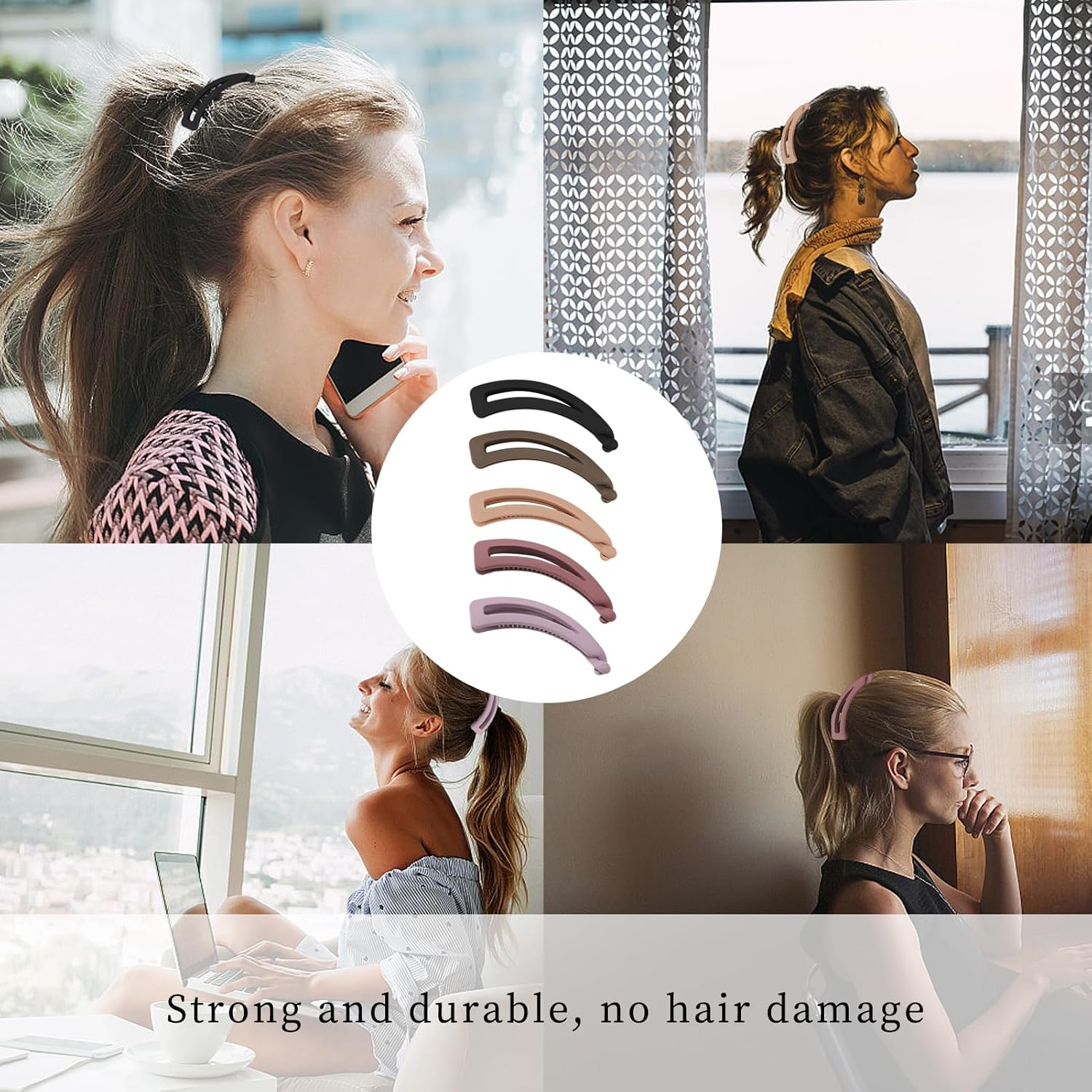 Pack of 5 Banana Clip Hair, Banana Clip Thick Hair, Banana Clip Thin Hair, Retro Banana Hair Clip, Non-Slip Banana Clip, Suitable for Women and Girls image number 1