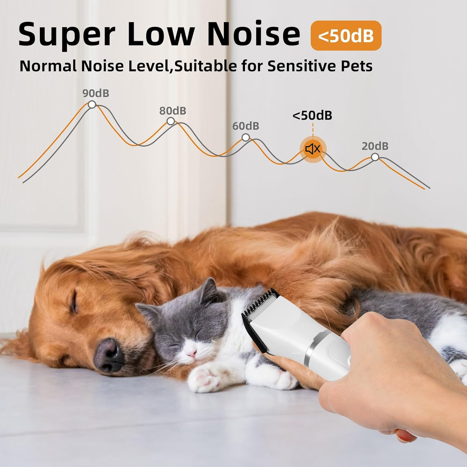 Dog Clipper, 4-In-1 Quiet Pet Hair Trimmer, Professional Clipper, Dog Cat with LED Display, Rechargeable Clipper, Dog Set for Dogs, Cats, Paws, Eyes, Ears, Face, Body image number 6