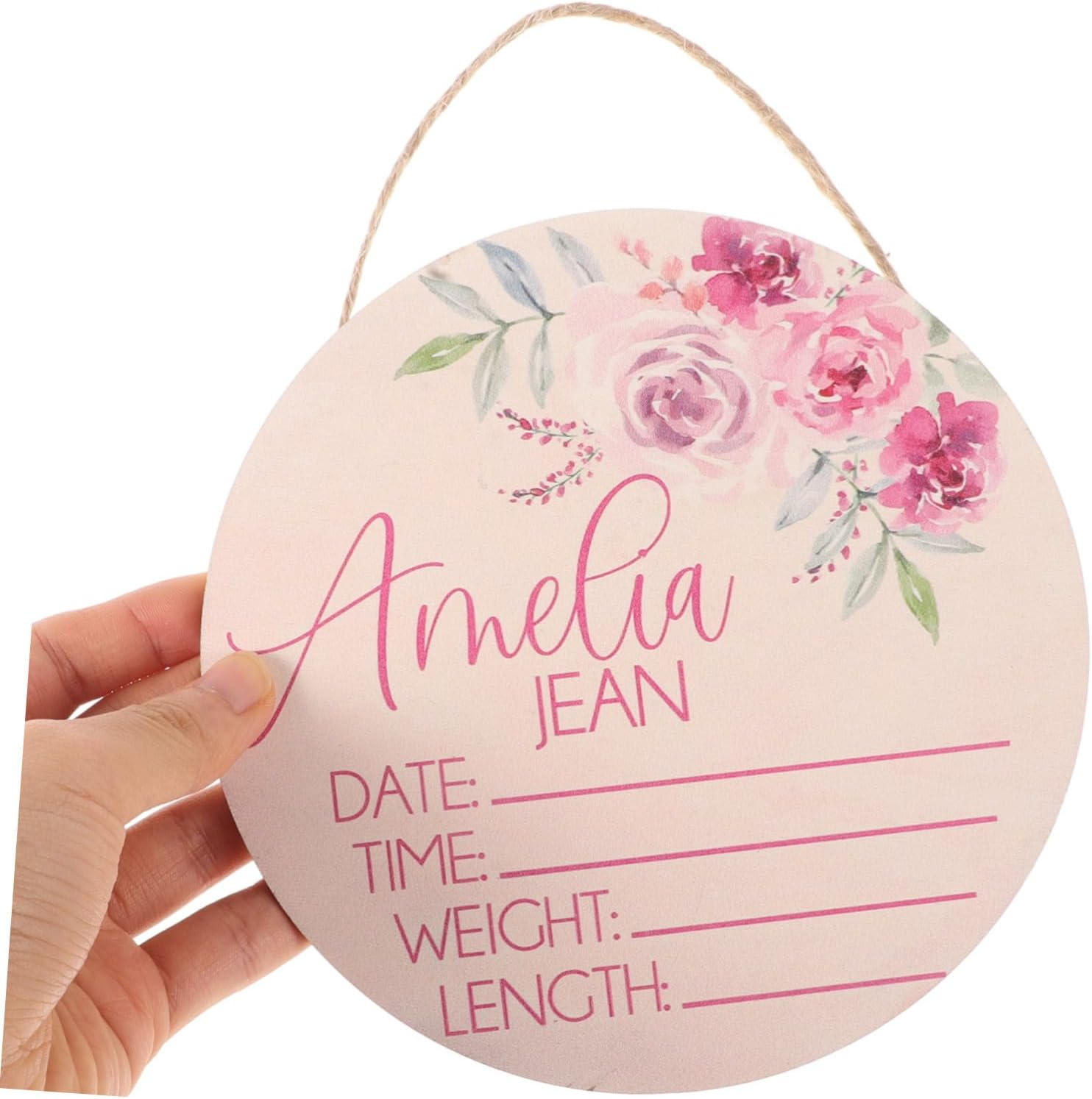 Baby Name Announcement Sign and Birth Announcement Sign for Newborns Wooden for Nursery Room Decor Newborn Plaques 2Pcs image number 1