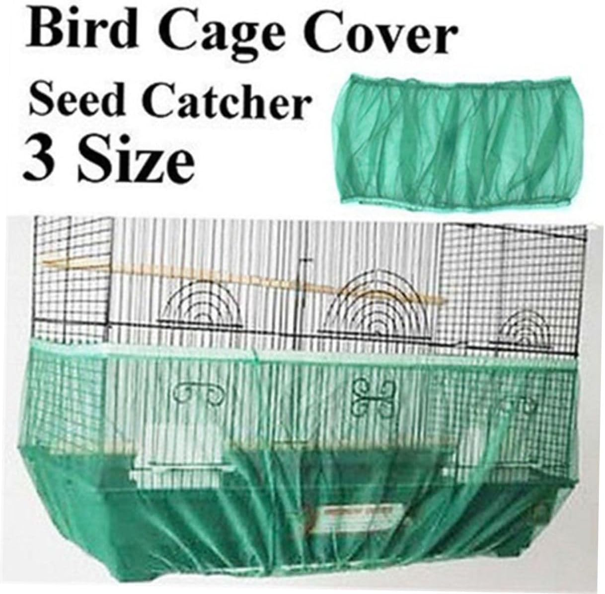 Alasum Mesh Bird Cage Catcher Cover Skirt Large White Heavy Duty Elastic Bird Cage Skirt for Seed Scatter Protection Breathable Mesh Netting Fits Cup Area Machine Washable image number 4