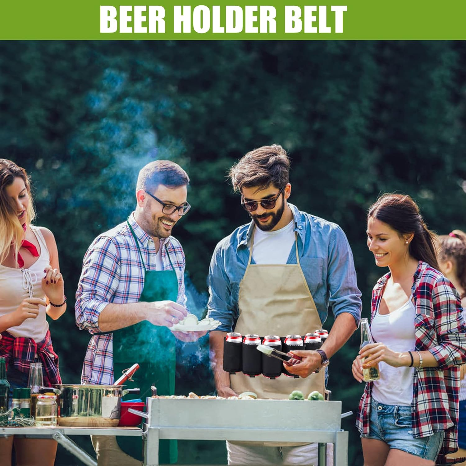 BLIRITEL Beer Belt Holster Holds 6 Cans, Beer Belt Holder for Men, Beer Holster Belt, Adjustable Waist Pack Bag Belt, Perfect for Parties Picnic Camping (Black) image number 5