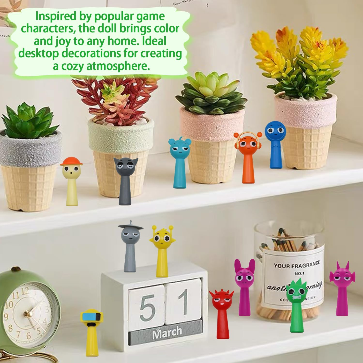 Sprunki Figures, 12 Pieces Sprunki Toy Figures Set, Colourful Sprunki Action Figures, Sprunki Cake Topper, Horror Games Sprunki Character Sculpture, for Children and Adults, Gamers and Decoration image number 1