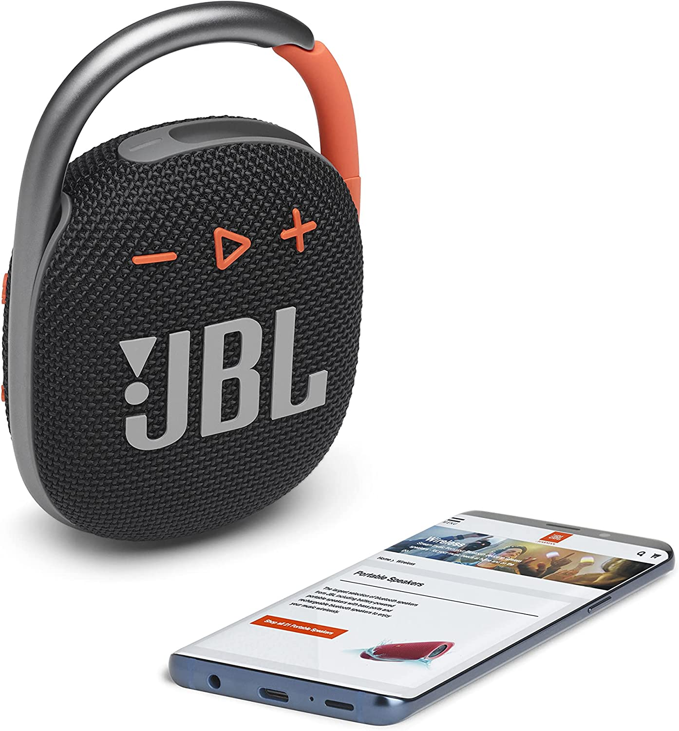 JBL Clip 4, Rich JBL Original Pro Sound, Bold Style and Ultra-Portable Design, Upgraded Integrated Carabiner, IP67 Waterproof and Dustproof, Wireless Bluetooth Streaming, Pink
