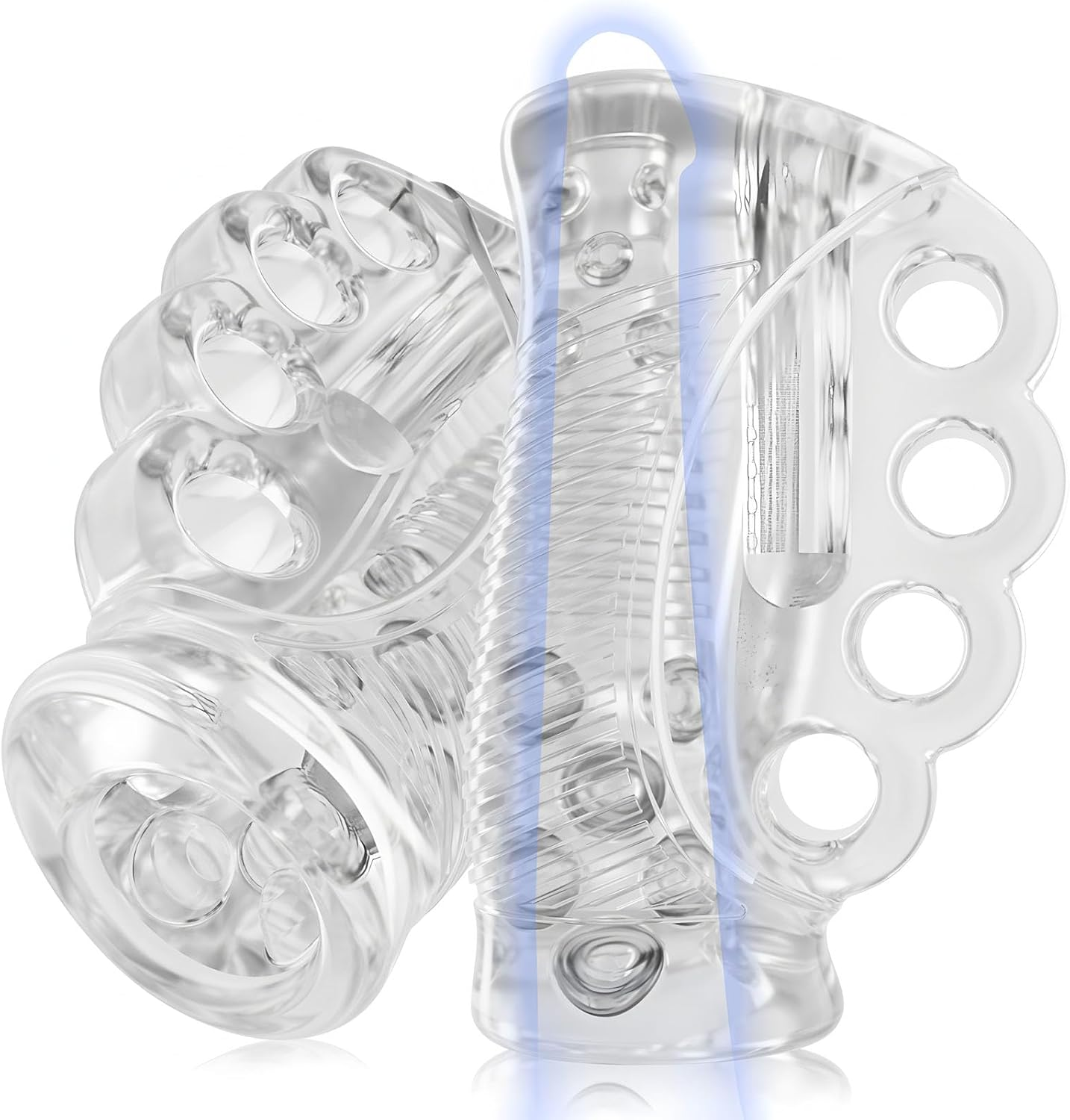 Mineens Transparent Male Masturbator - Male Masturbator with Handle - Realistic Oral & Vagina Textured Stroker, Soft TPE Masturbation Sleeve for Men image number 1