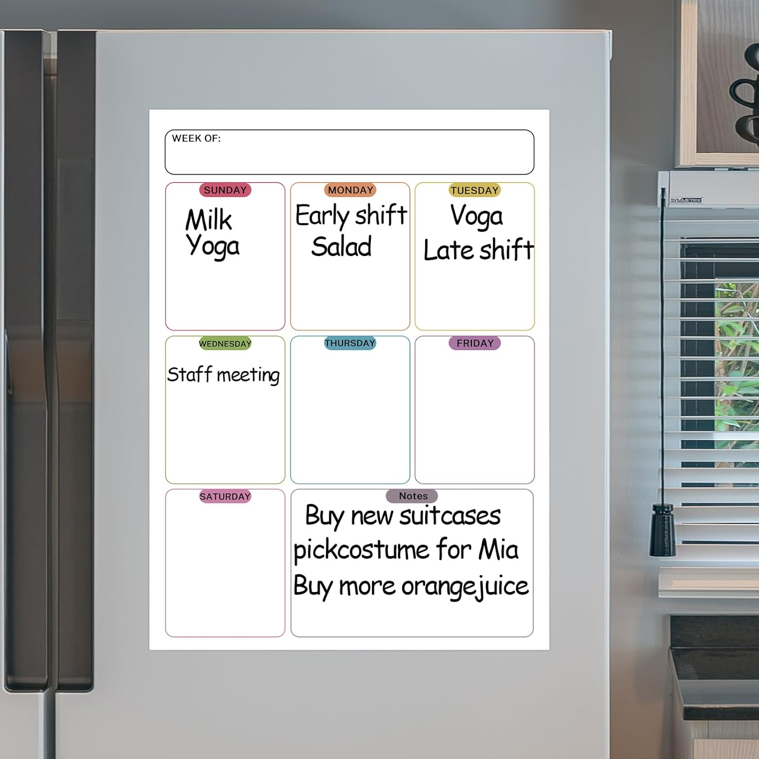 A4 Magnetic Weekly Meal Planner for Refrigerator, Dry Wipe Fridge Calendar Whiteboard for Organising Daily Tasks, Shopping List Use for Food Prep and Family Planning Business Plans in Offices image number 2